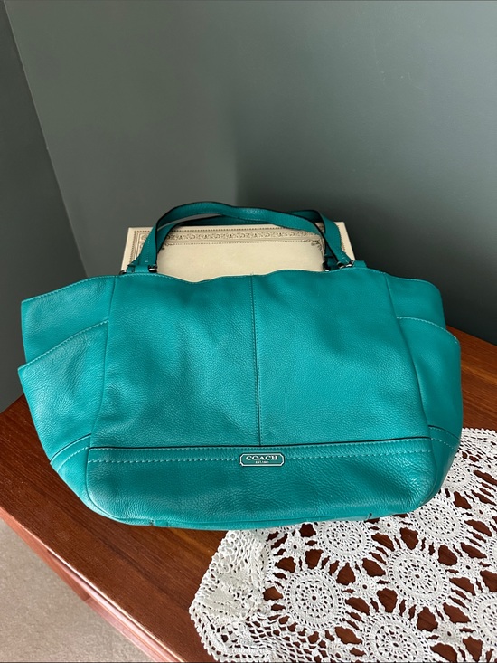 Coach Handbags - Coach Teal Leather Tote